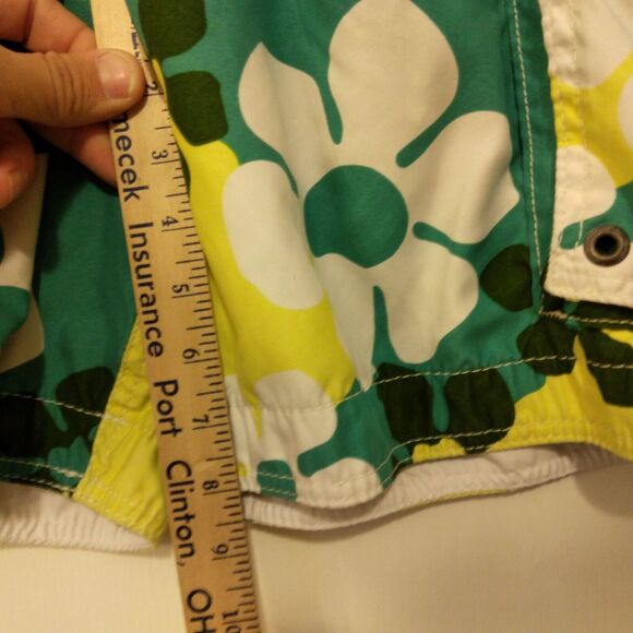 Hollister swim shorts mens M Medium Hawaiian cargo floral green yellow hybrid - Picture 9 of 10